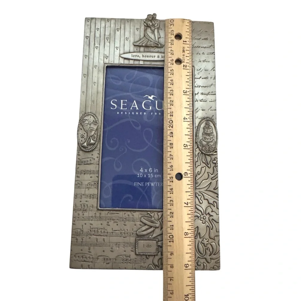Seagull Fine Pewter Picture Frame 4x6 Wedding Theme I do Vintage Bridal